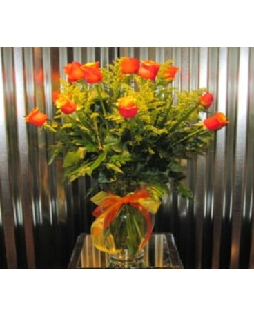 12 LONG STEMMED ROSES size, inches height and inches wide.