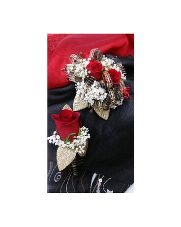 As Shown Corsage only size, inches height and inches wide.