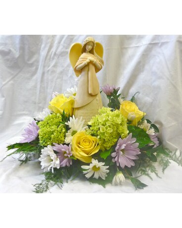 As Shown - Flowers Only - Does not include figurine size, inches height and inches wide.