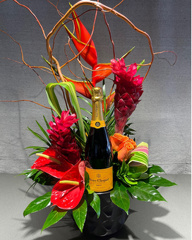 With 750ml bottle of Veuve Clicquot size, inches height and inches wide.