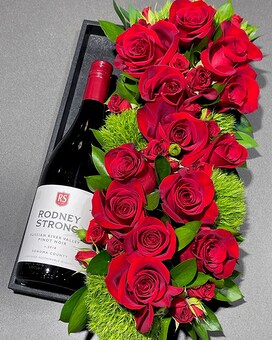 With 750ml bottle of Rodney Strong Pinot Noir size, inches height and inches wide.
