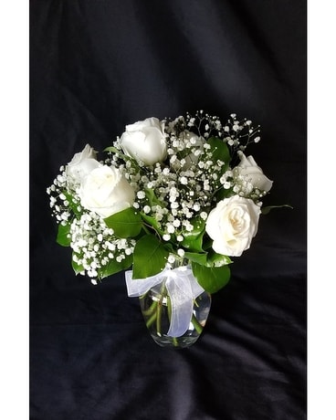 White Roses size, inches height and inches wide.
