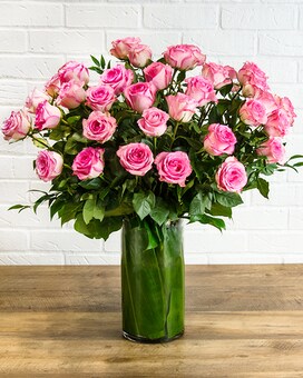 Three Dozen Pink size, inches height and inches wide.