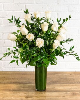 One Dozen White size, inches height and inches wide.