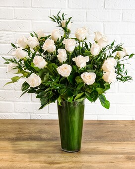 Two Dozen White size, inches height and inches wide.