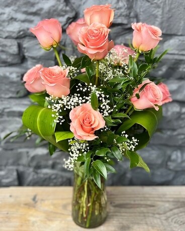 One Dozen Pink size, inches height and inches wide.
