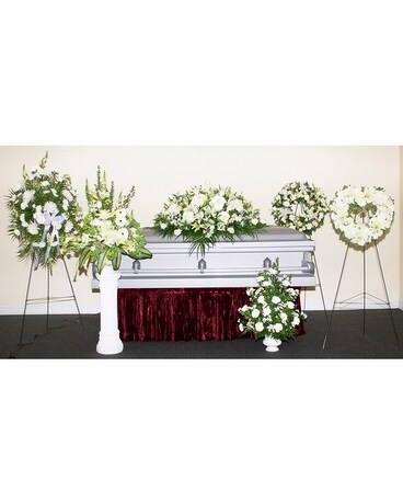Premium - Full Casket Cover + Added Spray size, inches height and inches wide.