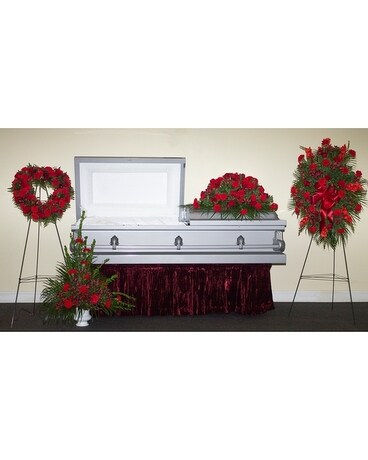 Deluxe - Half Casket Spray size, inches height and inches wide.