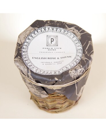 English Rose & Thyme (Incurable romantic & aromatic herb) size, inches height and inches wide.
