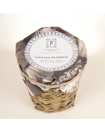 Vintage Pumpkin (Roasted fall spices & heirloom pumpkin) size, inches height and inches wide.