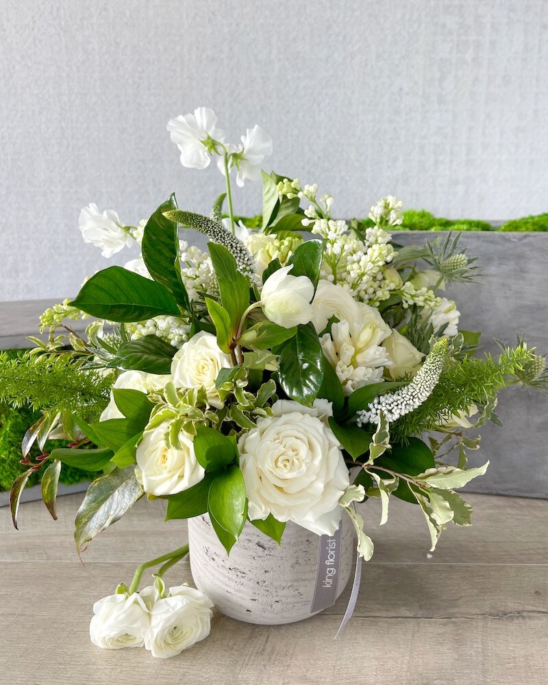 Floral Arrangement Only size, 12 inches height and 12 inches wide.