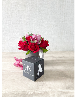 Floral Arrangement and Candle size, inches height and inches wide.
