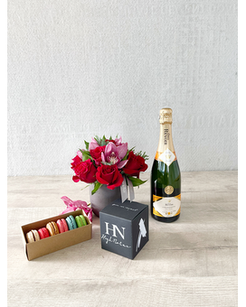 Floral Arrangement and All Add-ons size, inches height and inches wide.
