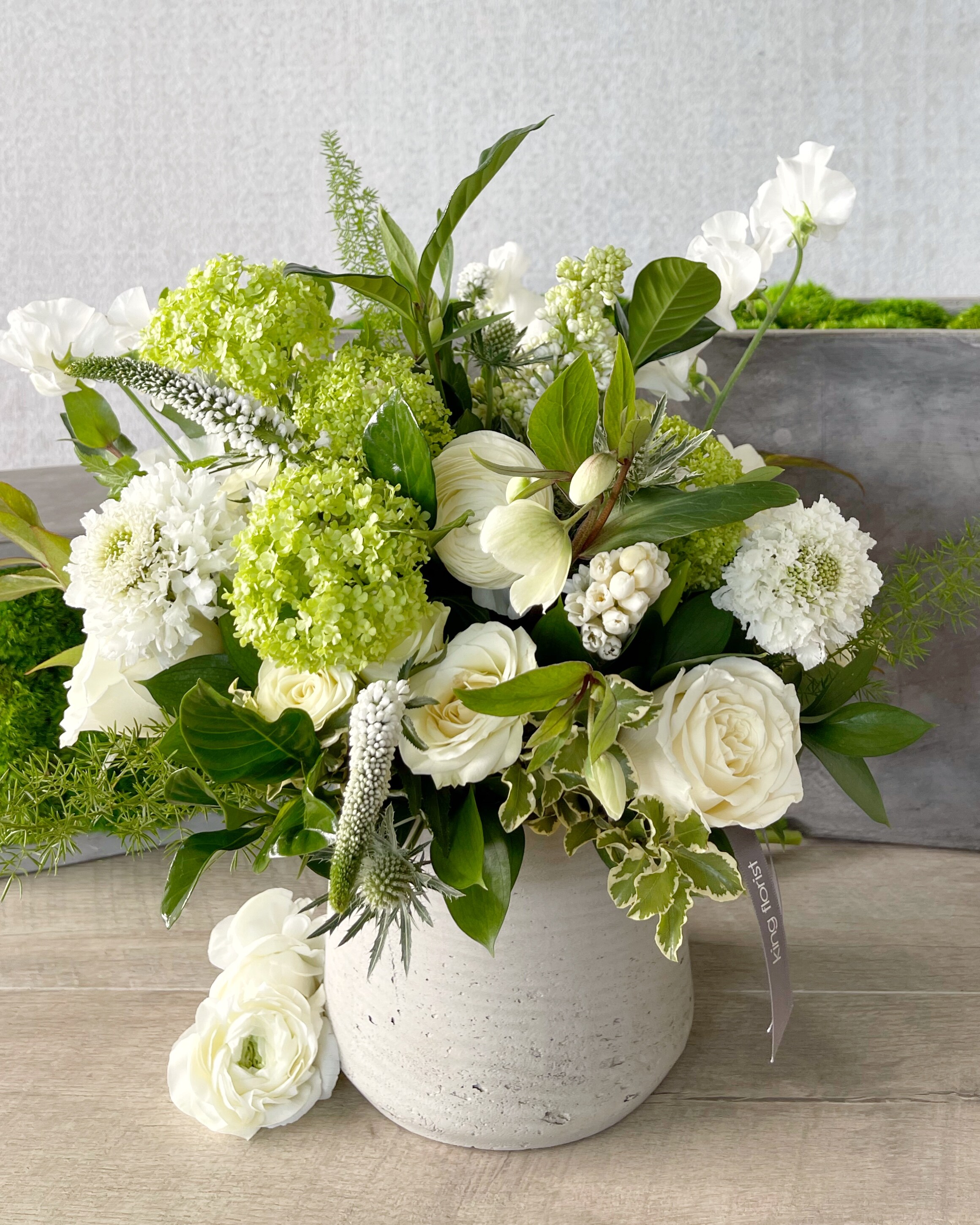 Floral Arrangement Only size, 14 inches height and 14 inches wide.