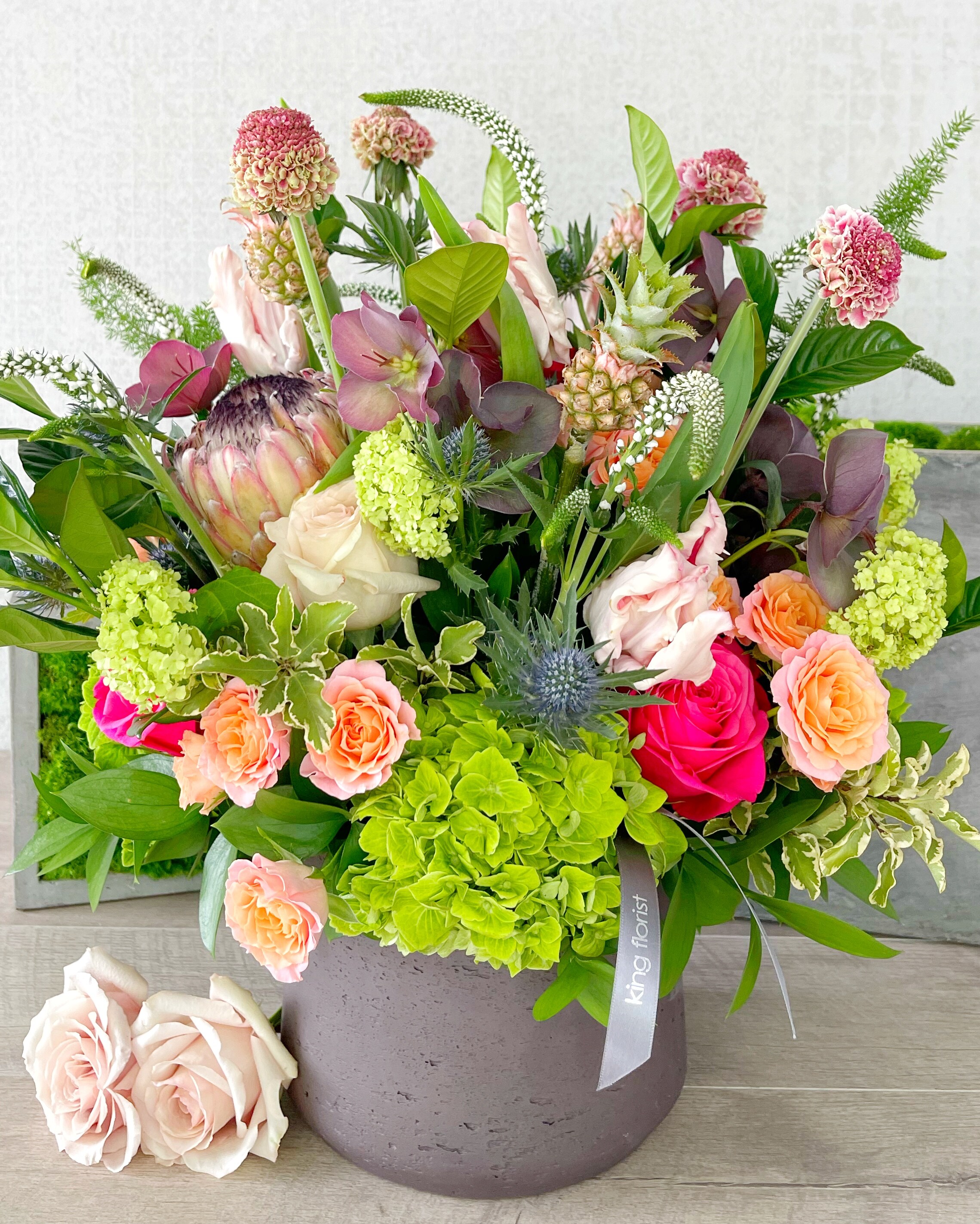 Floral Arrangement Only size, 12 inches height and 12 inches wide.