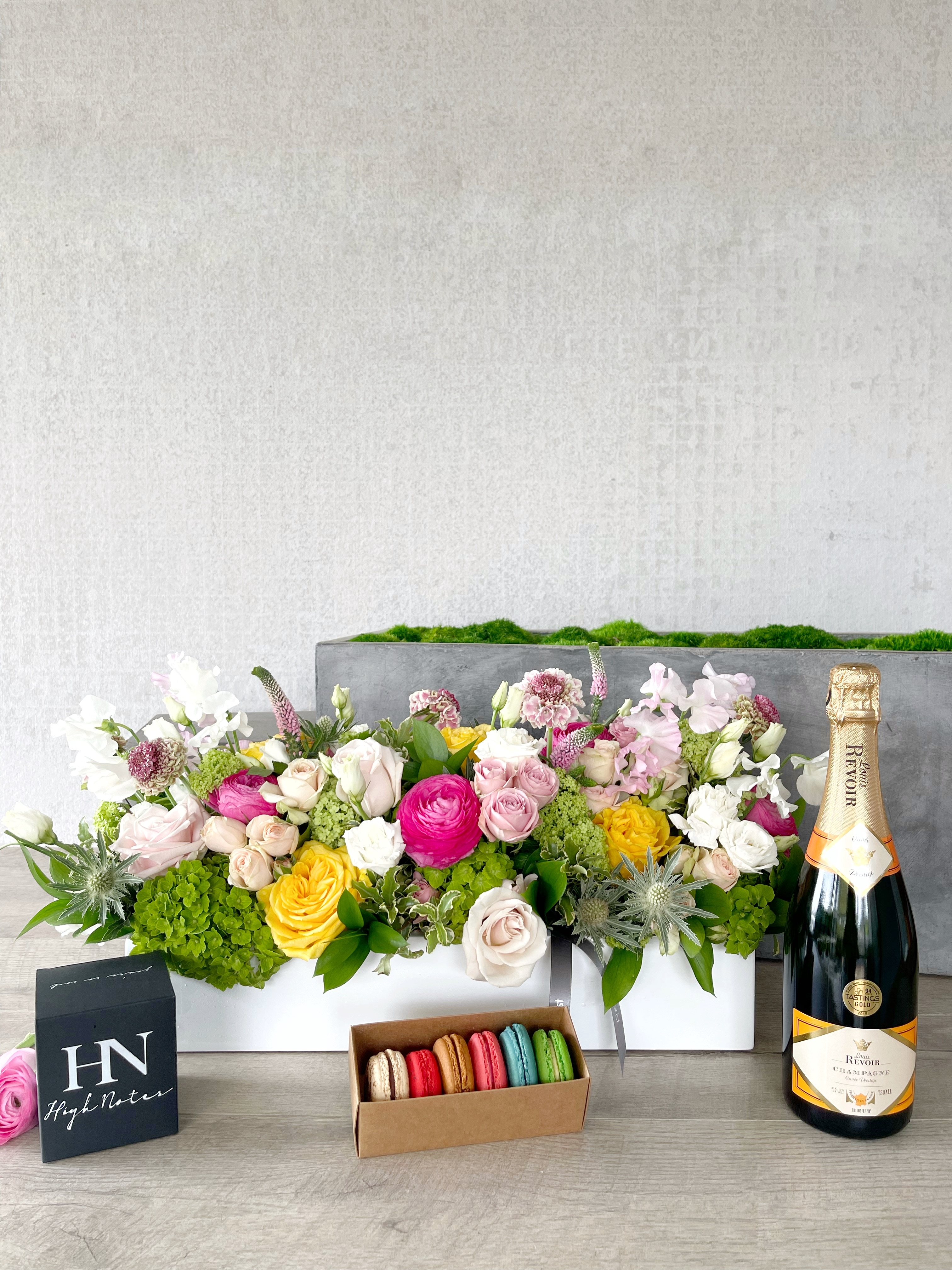 Floral Arrangement and All Add-ons size, inches height and inches wide.