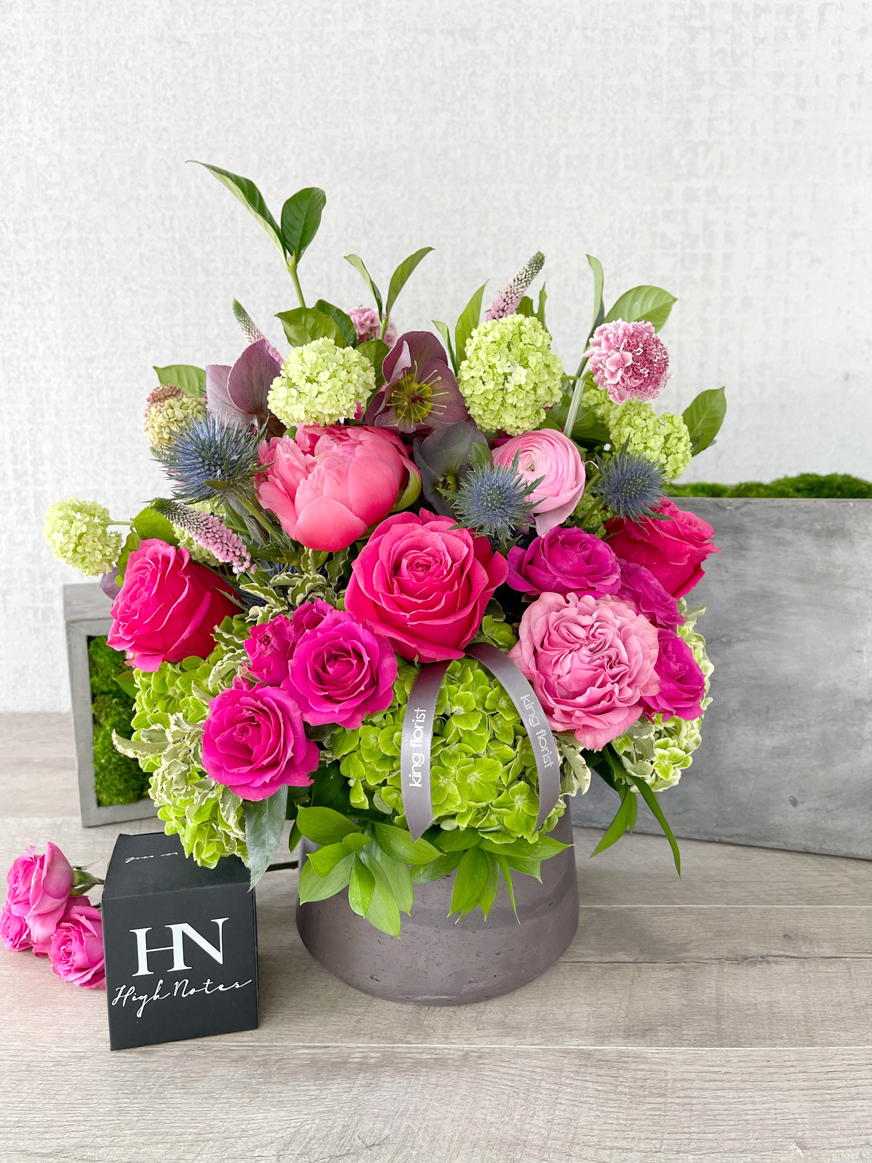 Floral Arrangement and Candle size, inches height and inches wide.