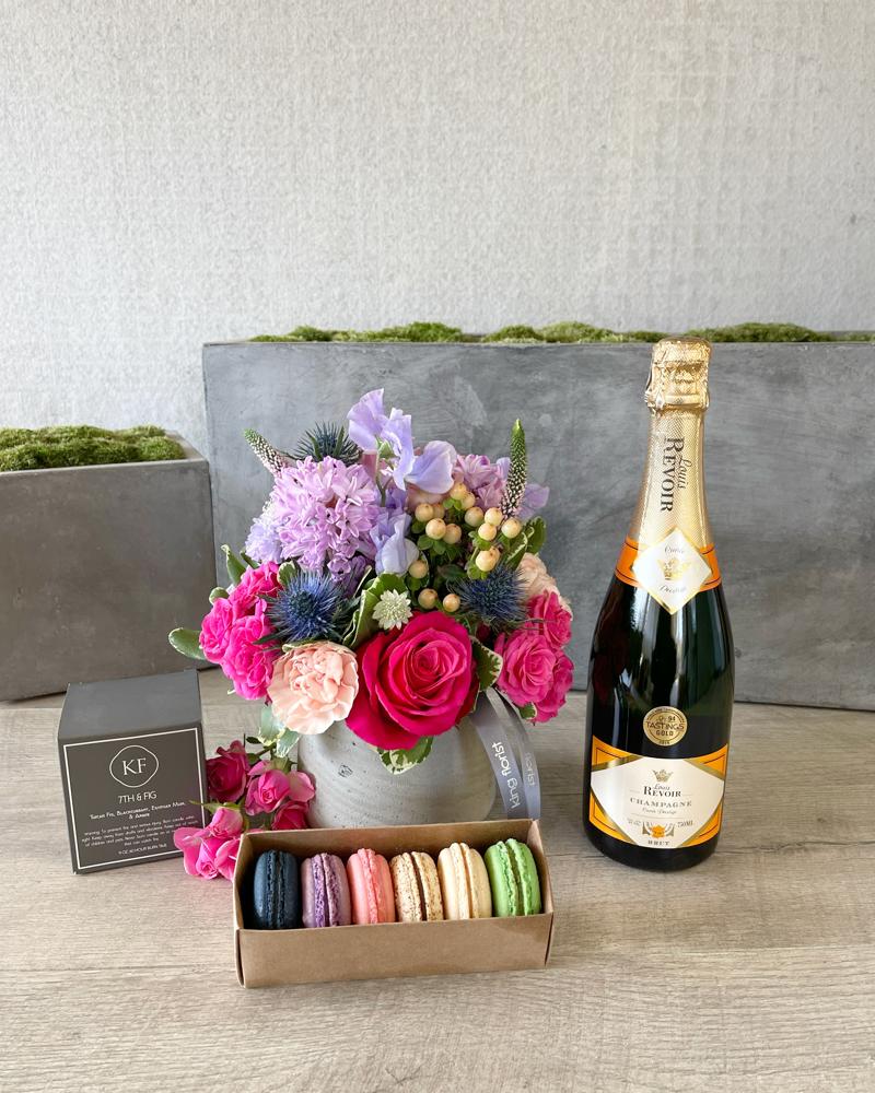 Floral Arrangement and All Add-Ons size, inches height and inches wide.