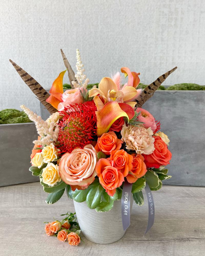 Floral Arrangement Only size, 12 inches height and 12 inches wide.