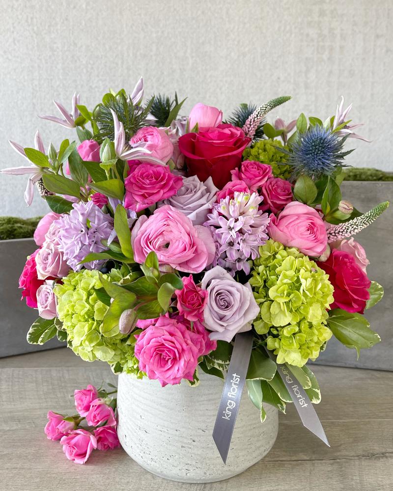 Floral Arrangement Only size, 16 inches height and 16 inches wide.