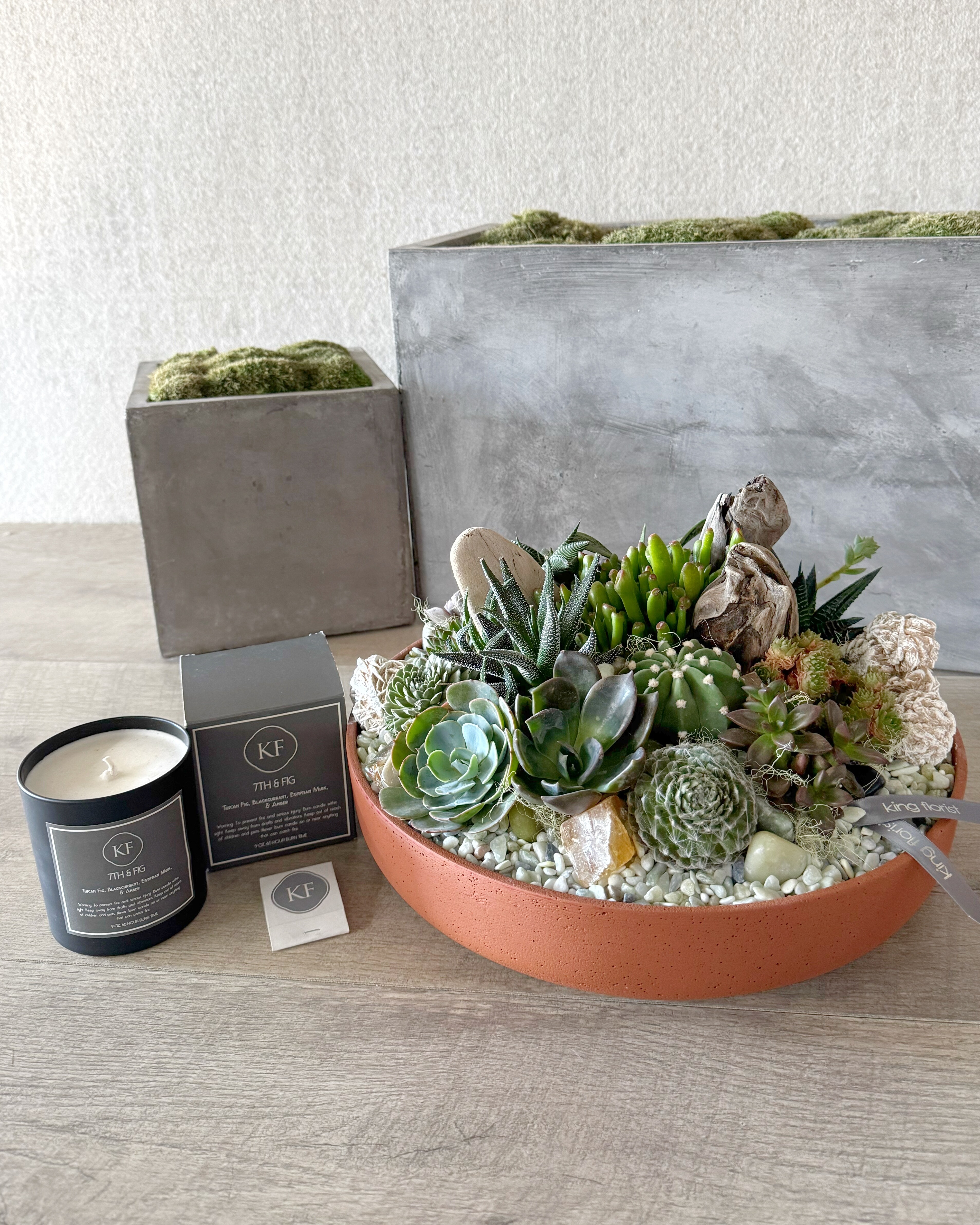 Garden and Candle size, inches height and inches wide.