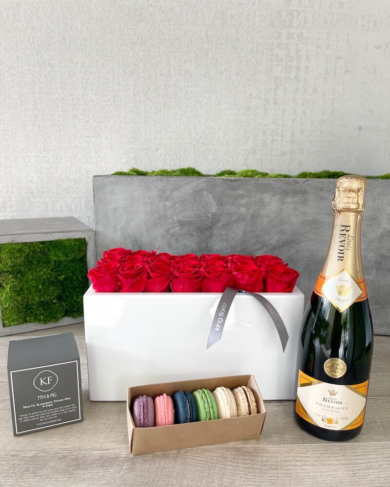 Floral Arrangement and all add-ons mentioned above size, inches height and inches wide.