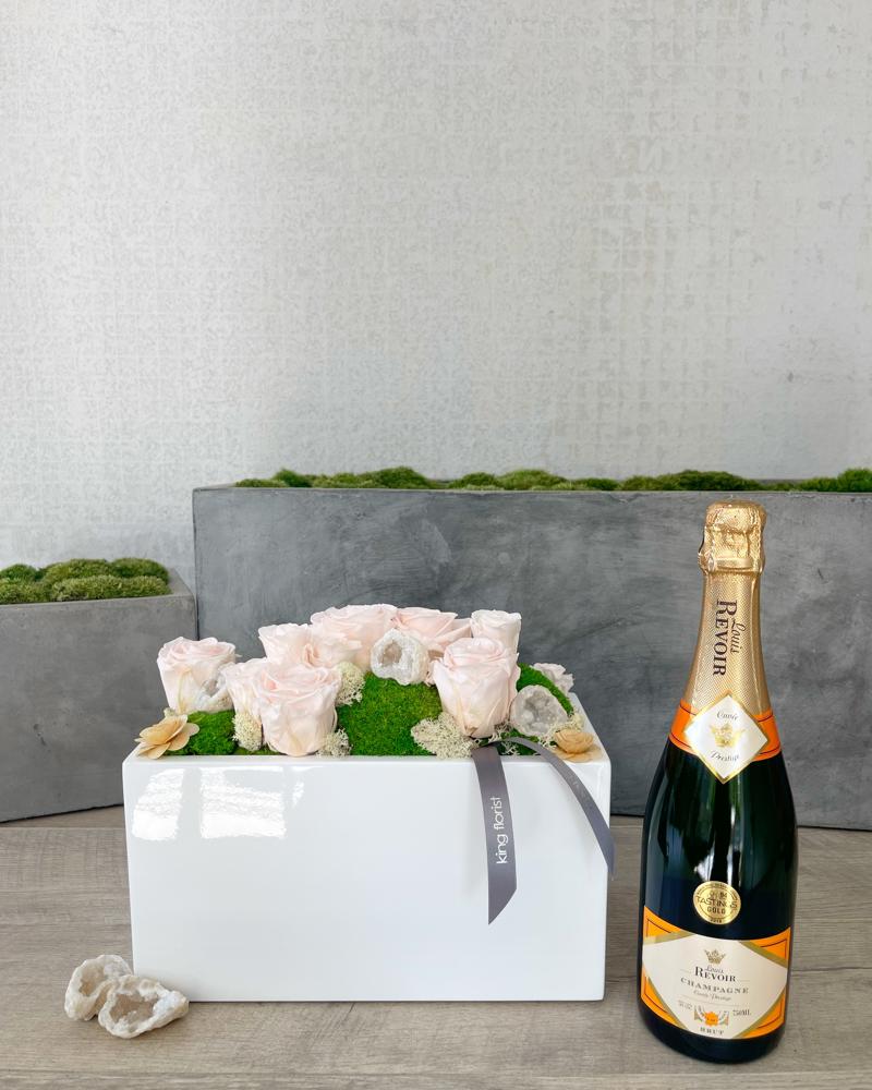 Garden and Champagne size, inches height and inches wide.