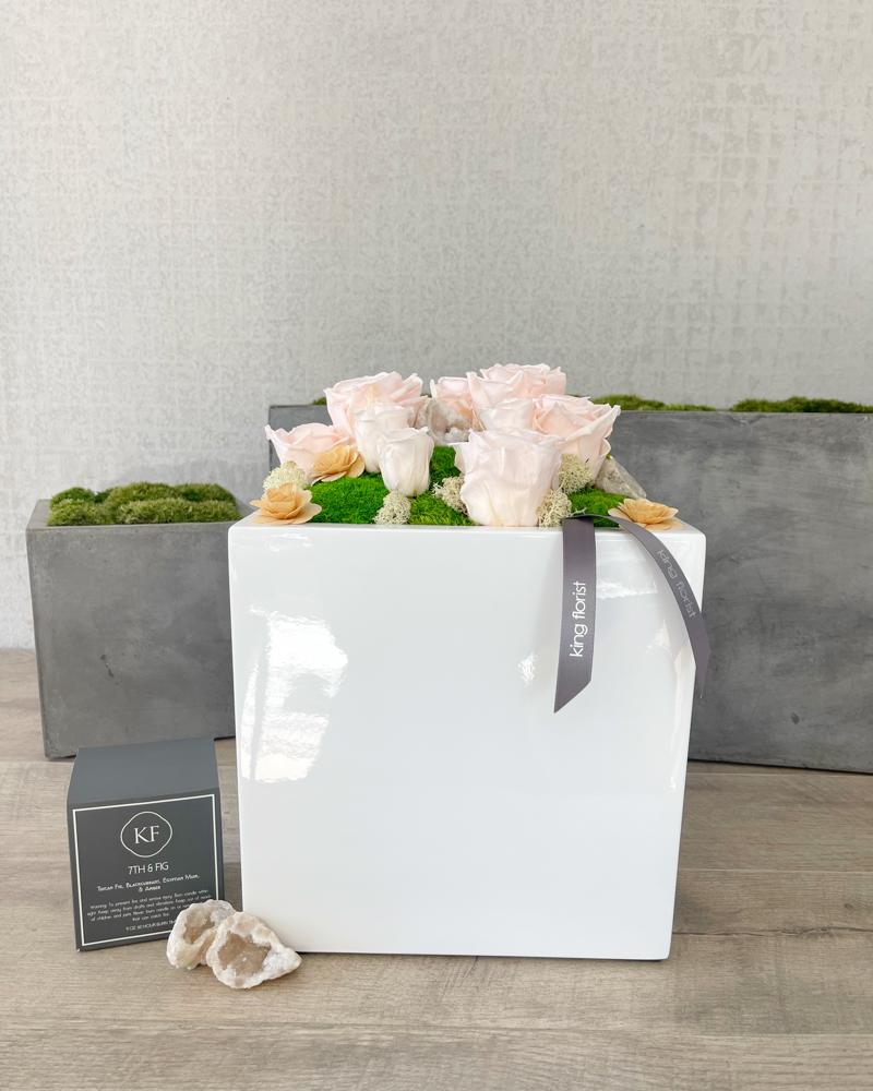 Garden and Candle size, inches height and inches wide.