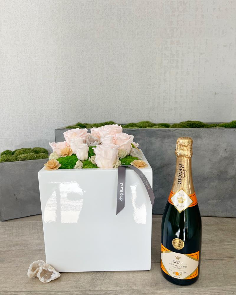 Garden and Champagne size, inches height and inches wide.