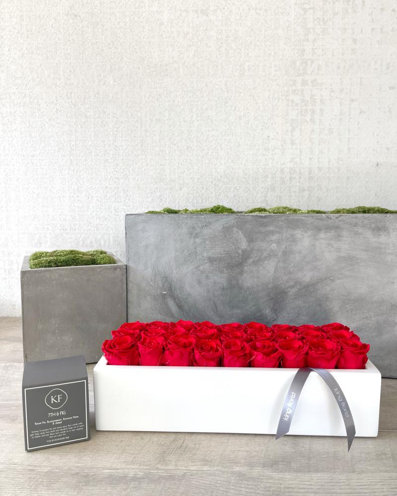 Floral Arrangement and Candle size, inches height and inches wide.