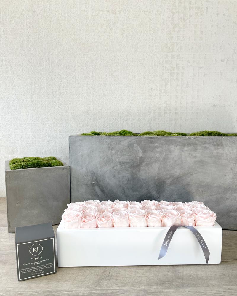Floral Arrangement and Candle size, inches height and inches wide.