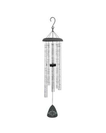 Windchime Boxed with a Bow(Shown) size, inches height and inches wide.
