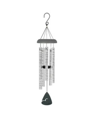 Windchime Boxed with a Bow(Shown) size, inches height and inches wide.