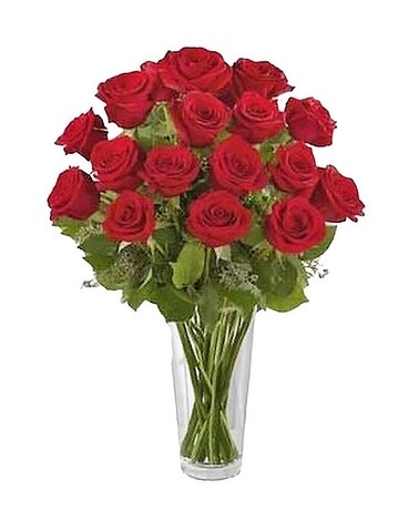 18 Red Roses size, inches height and inches wide.