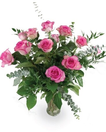 Pink 2 Dozen size, inches height and inches wide.