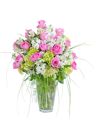 Pink And White Elegance Vase In Spokane Wa Leway Florist Pink And White Elegance Vase Flower Arrangement