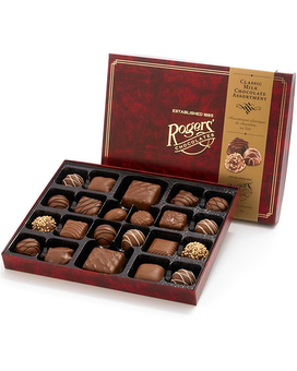 All Milk Chocolates size, inches height and inches wide.