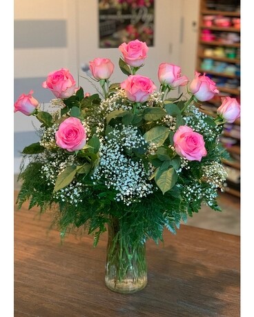 12 Pink size, inches height and inches wide.