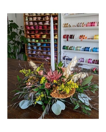 With candle size, inches height and inches wide.