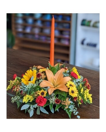 with candle size, inches height and inches wide.