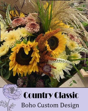 Standard Hand tied bouquets size, inches height and inches wide.