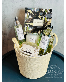 Petite Fleur Gift Basket size, inches height and inches wide.