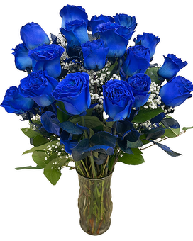 16 Blue Roses size, inches height and inches wide.
