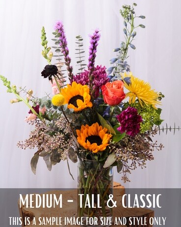 Medium Tall & Classic size, inches height and inches wide.