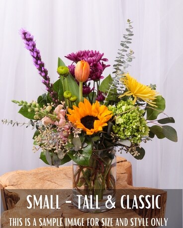 Small Tall & Classic size, inches height and inches wide.