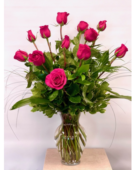 Hot Pink Roses Flower Arrangement