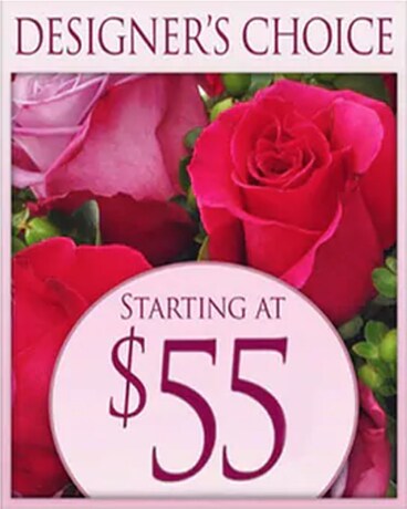 Designer's Choice $55 size, inches height and inches wide.