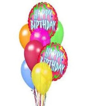5 Balloons (3 Mylars/2 Latex) size, inches height and inches wide.