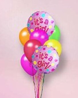 13 Balloons (6 Mylars/7 Latex size, inches height and inches wide.