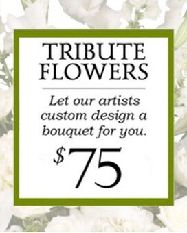 Custom Design Sympathy Bouquet $75 size, inches height and inches wide.
